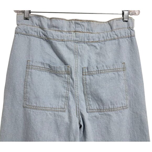 Universal Thread Jeans Womens Light Blue Wide-Leg Paper Bag Waist Cotton Drawstr - Picture 7 of 10